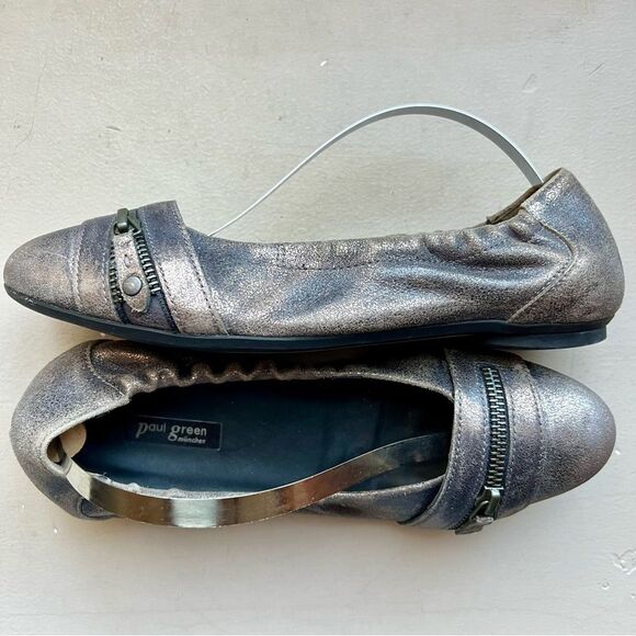 Paul Green Townsend Distressed Metallic Bronze Leather Ballet Flat UK 4.5 US 6.5 - Picture 2 of 16